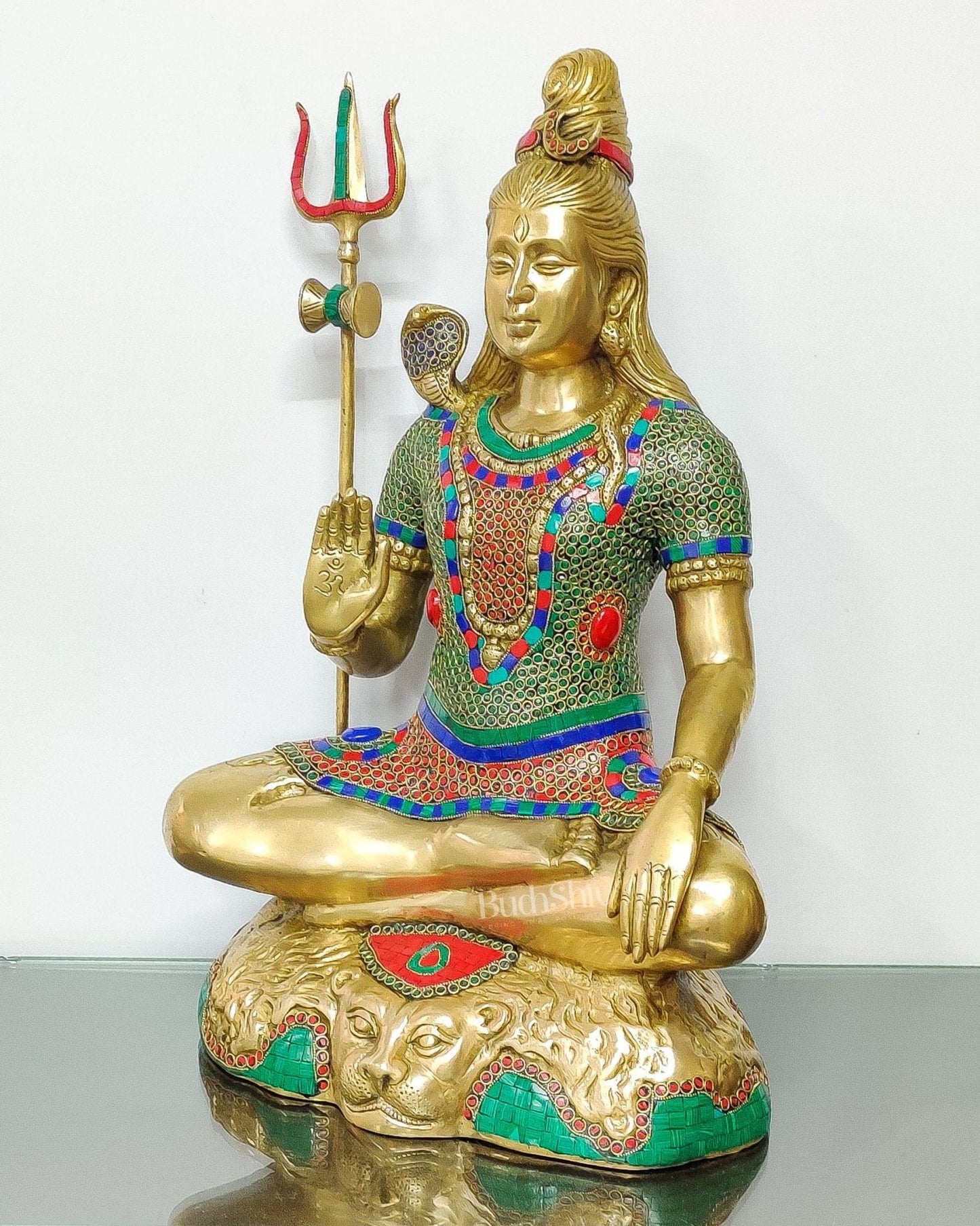 Pure Brass multi colour Lord Shiva Statue - Handcrafted in India | 22.5 Inch