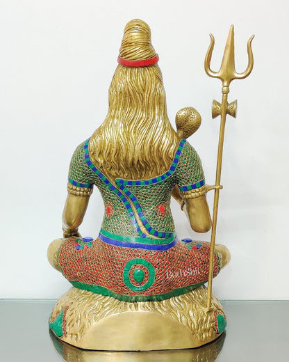 Pure Brass multi colour Lord Shiva Statue - Handcrafted in India | 22.5 Inch