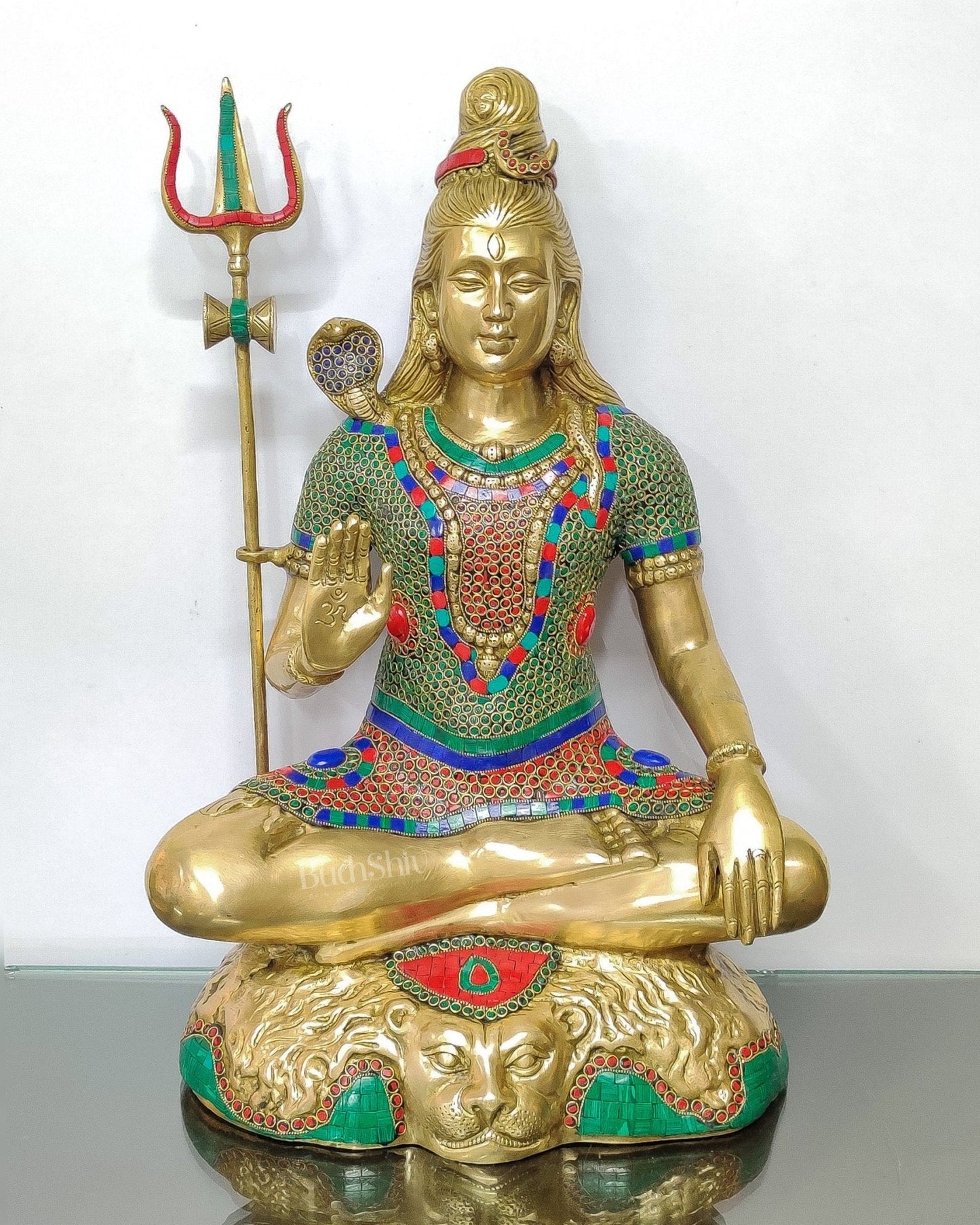 Pure Brass multi colour Lord Shiva Statue - Handcrafted in India | 22.5 Inch
