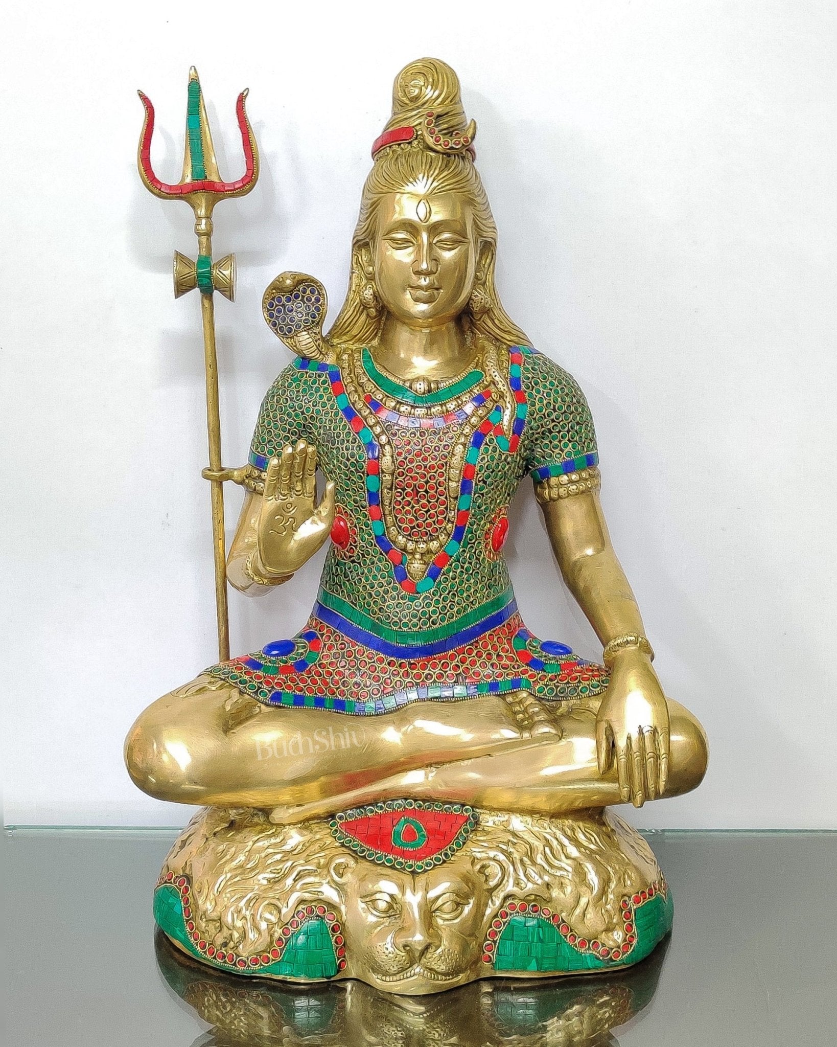 Pure Brass multi colour Lord Shiva Statue - Handcrafted in India | 22.5 Inch