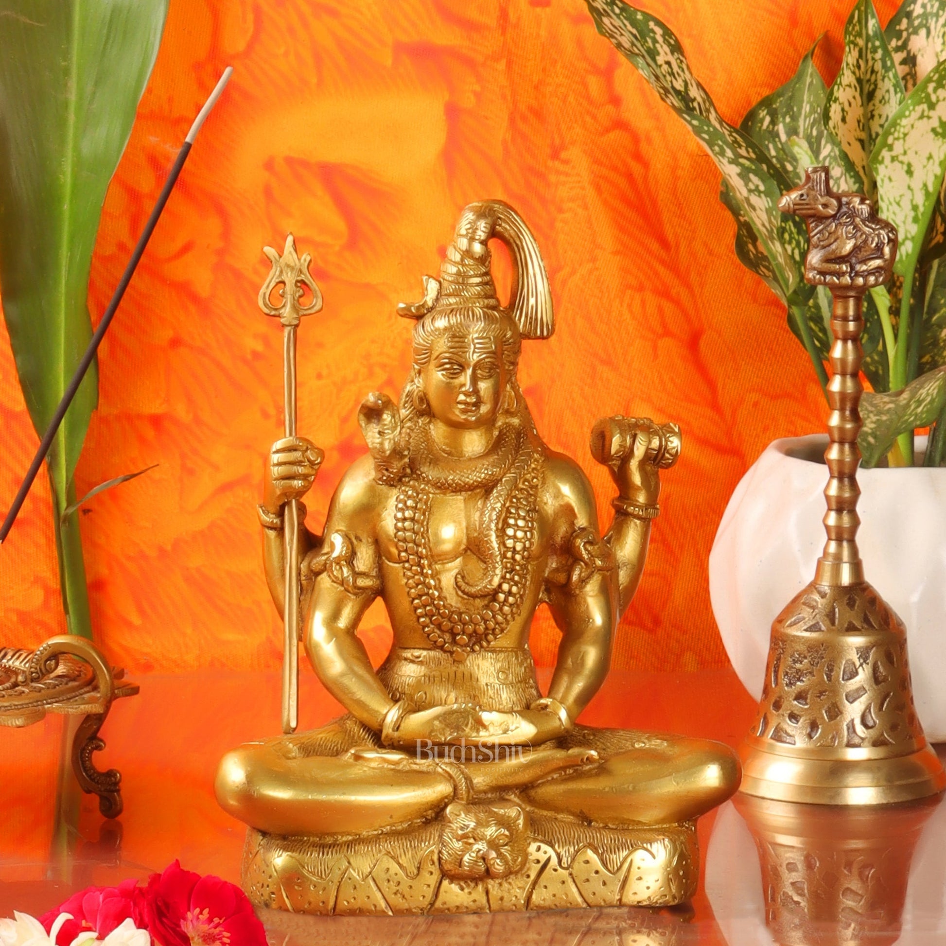 Lord Shiva brass idol in Meditation posture 8 "
