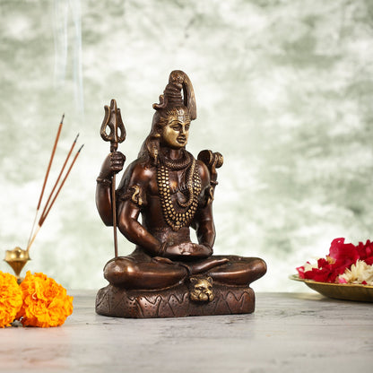 Lord Shiva brass idol in Meditation posture with 8.5 inch