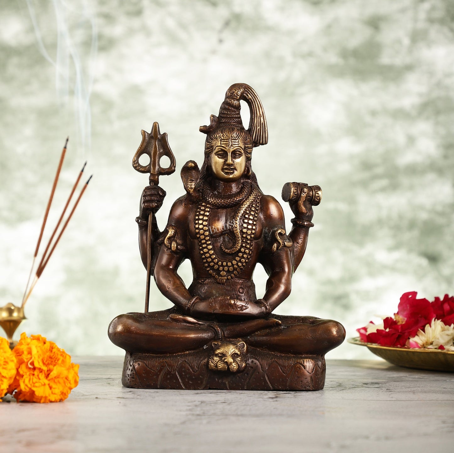 Lord Shiva brass idol in Meditation posture with 8.5 inch