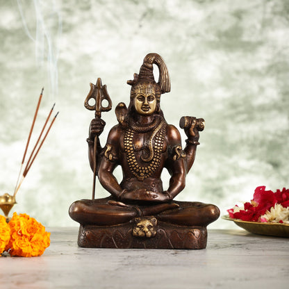 Lord Shiva brass idol in Meditation posture with 8.5 inch