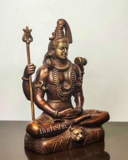 Lord Shiva brass idol in Meditation posture with 8.5 inch