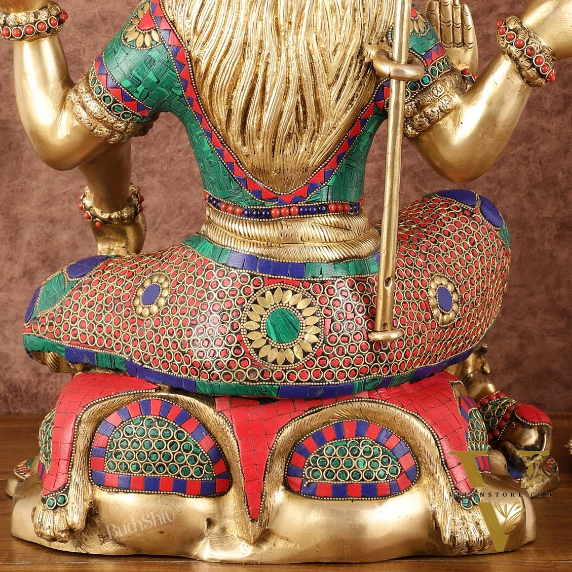Lord Shiva Brass Statue with Stonework - 18"