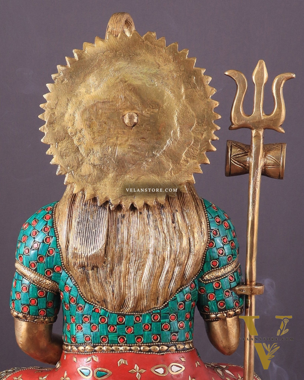 Lord Shiva Pure Brass Statue with Meenakari Stonework - 17"