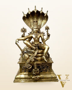 Lord Vishnu seated on sheshanaaga Majestic Brass Statue 30"