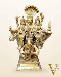 Lord Vishnu with Bhudevi and Sridevi on Garuda 18"