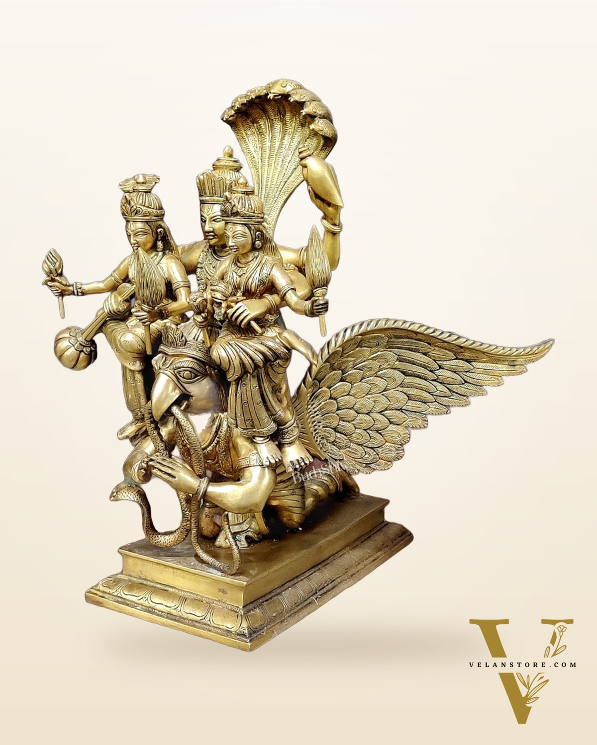 Lord Vishnu with Bhudevi and Sridevi on Garuda 18"