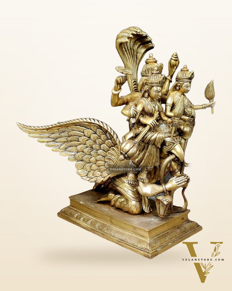 Lord Vishnu with Bhudevi and Sridevi on Garuda 18"