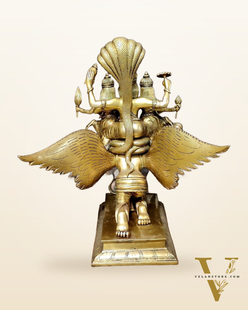 Lord Vishnu with Bhudevi and Sridevi on Garuda 18"