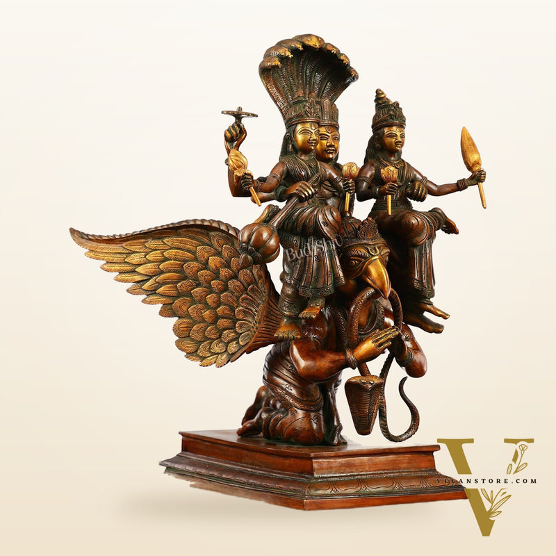 Lord Vishnu with Bhudevi and Sridevi on Garuda 18"