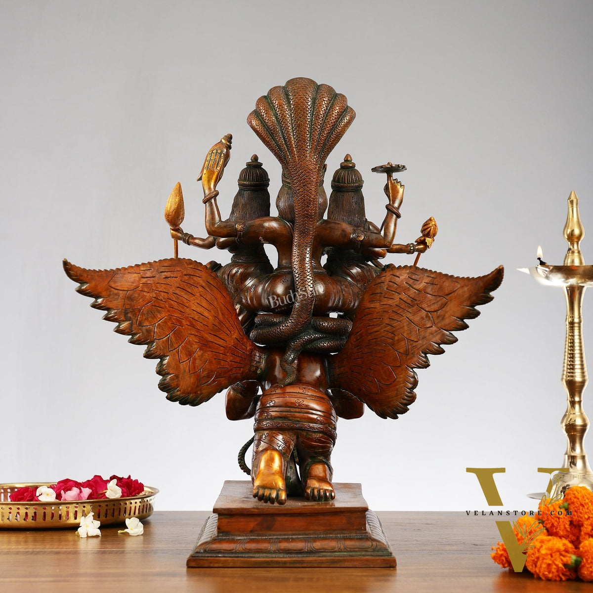 Lord Vishnu with Bhudevi and Sridevi on Garuda 18"