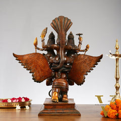 Lord Vishnu with Bhudevi and Sridevi on Garuda 18"