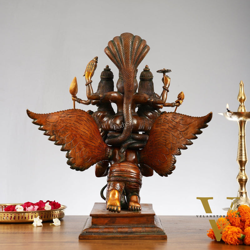Lord Vishnu with Bhudevi and Sridevi on Garuda 18"