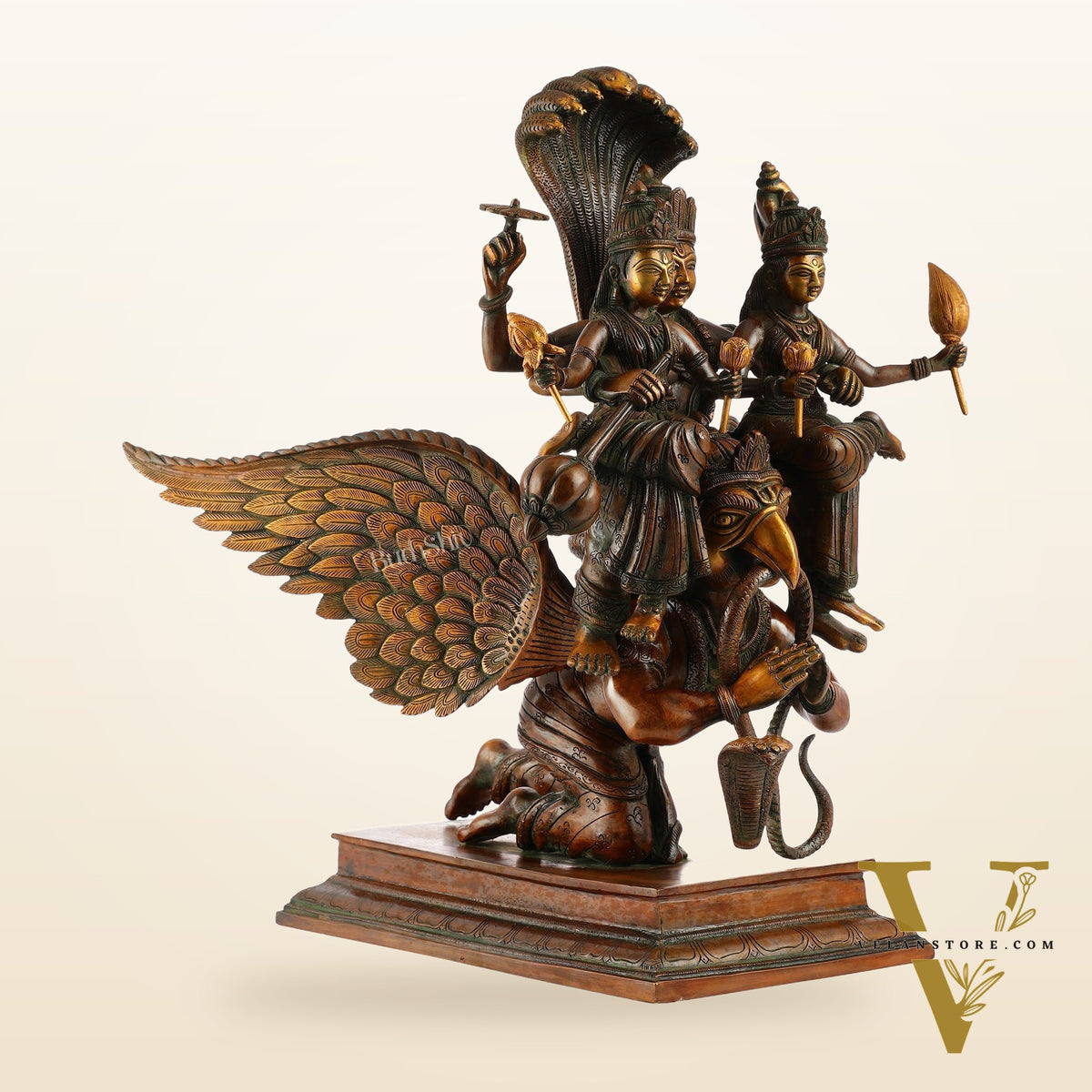 Lord Vishnu with Bhudevi and Sridevi on Garuda 18"