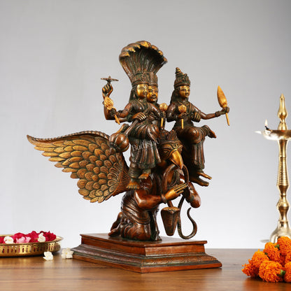 Lord Vishnu with Bhudevi and Sridevi on Garuda 18"