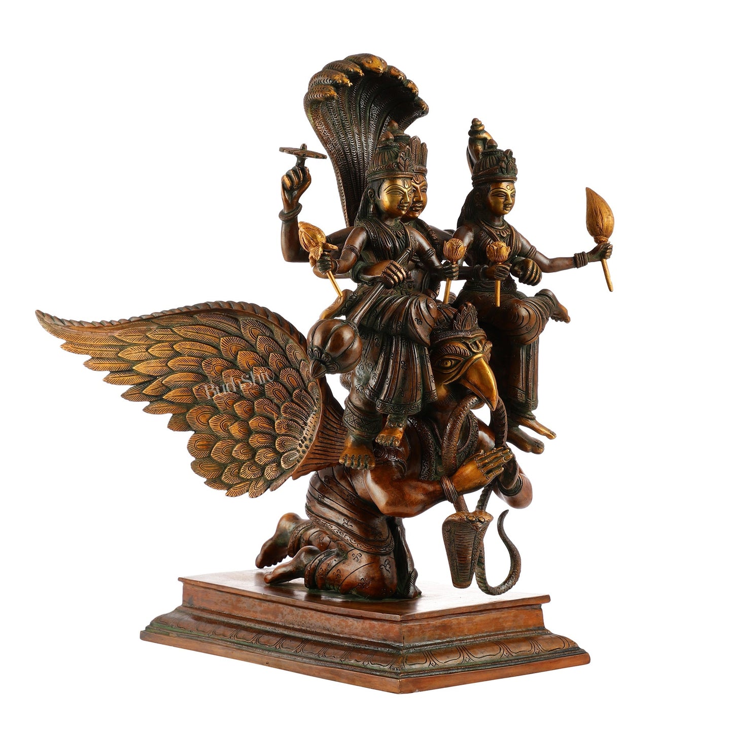 Lord Vishnu with Bhudevi and Sridevi on Garuda 18"