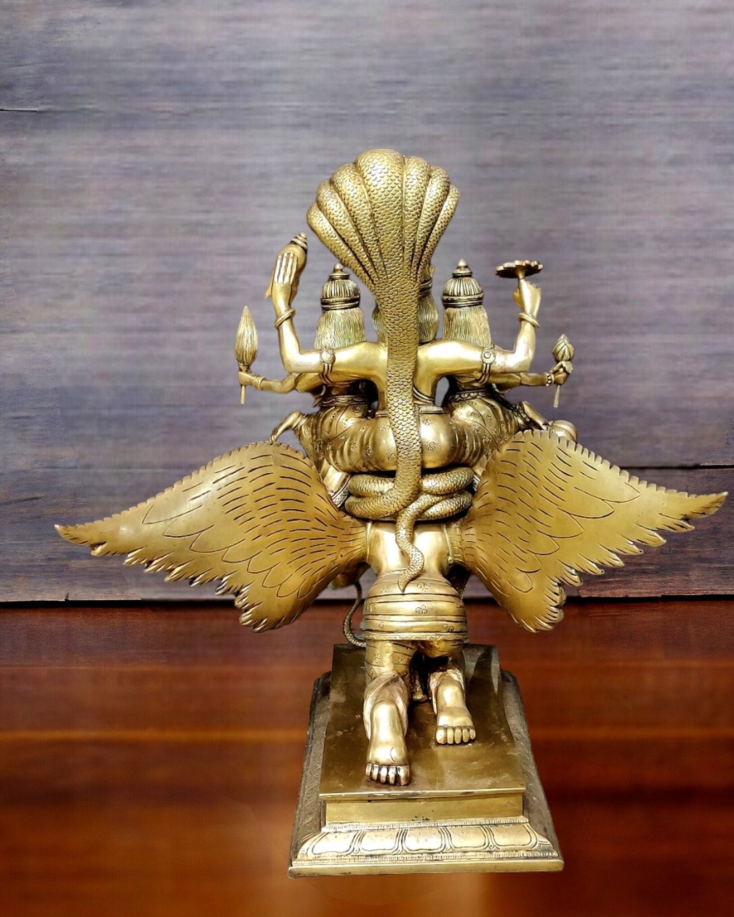 Lord Vishnu with Bhudevi and Sridevi on Garuda 18"