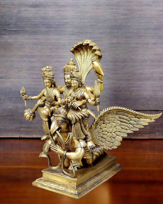 Lord Vishnu with Bhudevi and Sridevi on Garuda 18"
