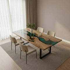 EmeraldGlow Epoxy Resin Dining Table