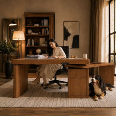 FlowFlex 360-Degree Rotating Electric Adjustable Standing Desk, Modern L shaped Executive Desk with Storage Cabinets