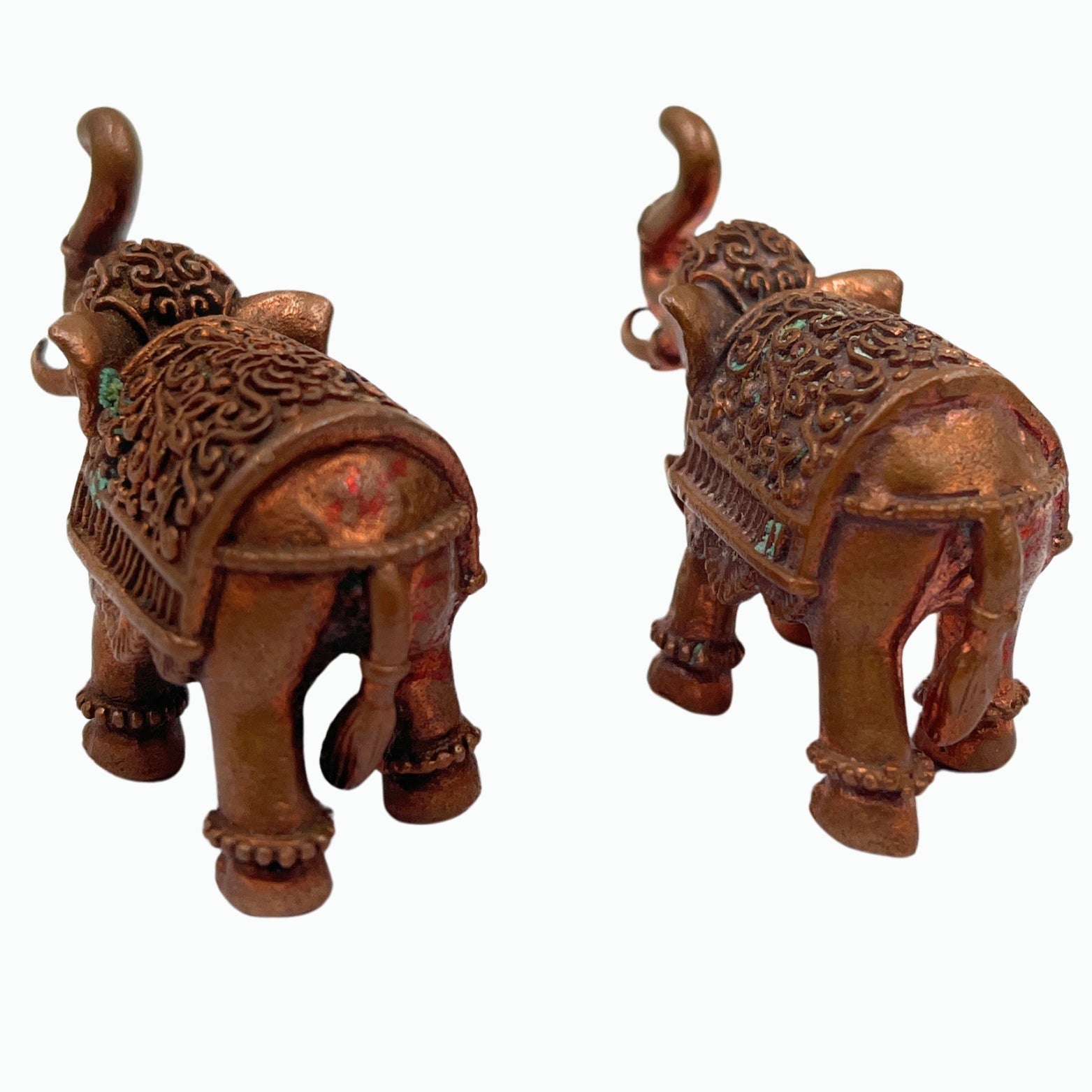 Handcrafted Copper Elephant Idol Pair | Tamra Gaja Hathi Yanai Ane Statue | Airavata Gajraj Figurine | Vastu Feng Shui Showpiece & Gift,Gold, 1 Inch, 1 Piece