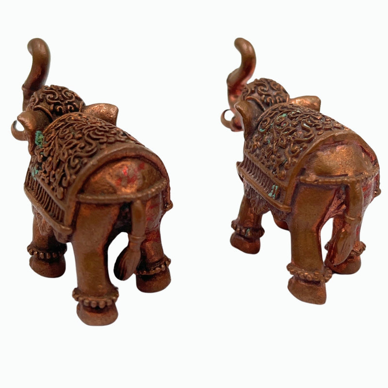 Handcrafted Copper Elephant Idol Pair | Tamra Gaja Hathi Yanai Ane Statue | Airavata Gajraj Figurine | Vastu Feng Shui Showpiece & Gift,Gold, 1 Inch, 1 Piece