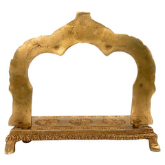 Bhunes Brass Deity Stand with Prabhavali & Chowki | Singhasan Peeth for Idols, Mandir & Pooja Room, Gold, 8 Inch, 1 Piece