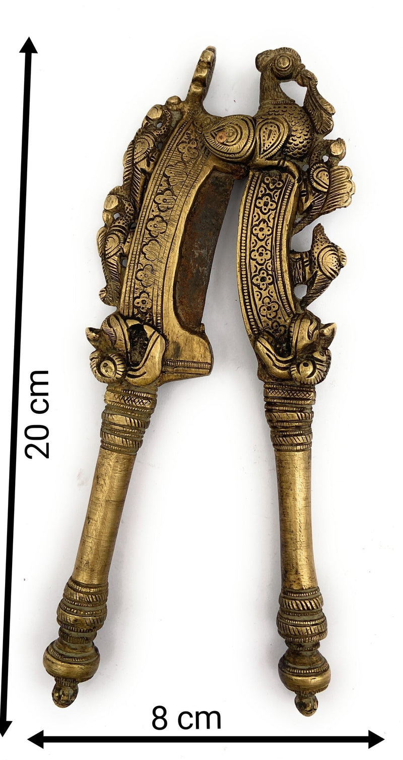 Bhunes Brass Antique Nut Cutter Sarota Beetel Betel Nut Cutter,Gold, 8 Inch, 1 Piece