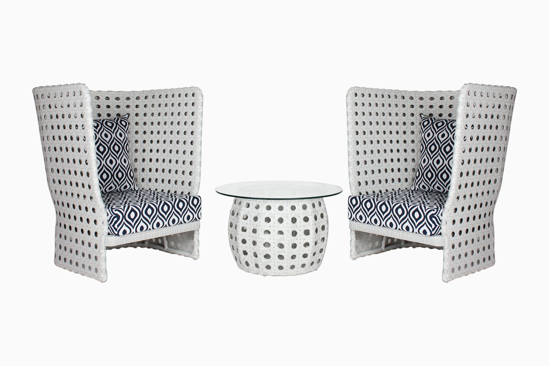 Amogh Outdoor Patio Seating Set 2 Chairs and 1 Table Set (White)
