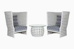 Amogh Outdoor Patio Seating Set 2 Chairs and 1 Table Set (White)