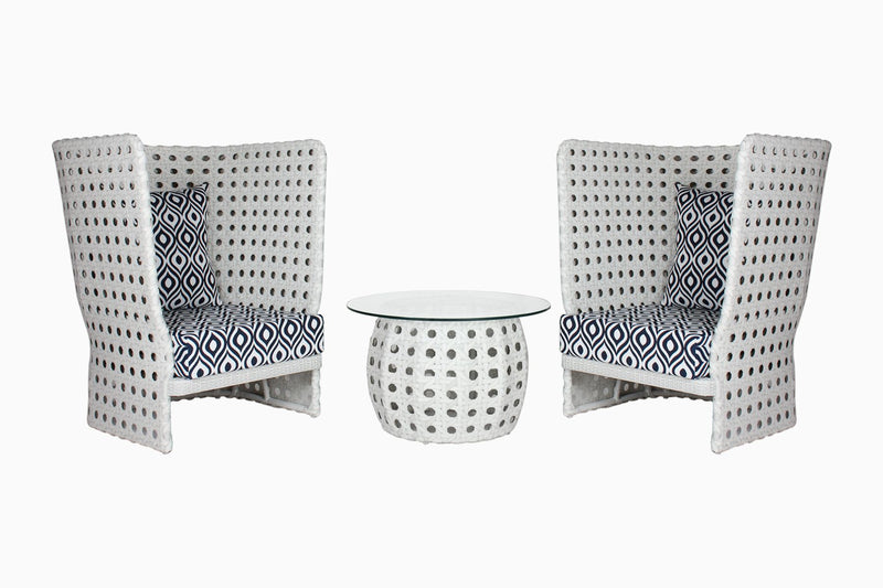 Amogh Outdoor Patio Seating Set 2 Chairs and 1 Table Set (White)
