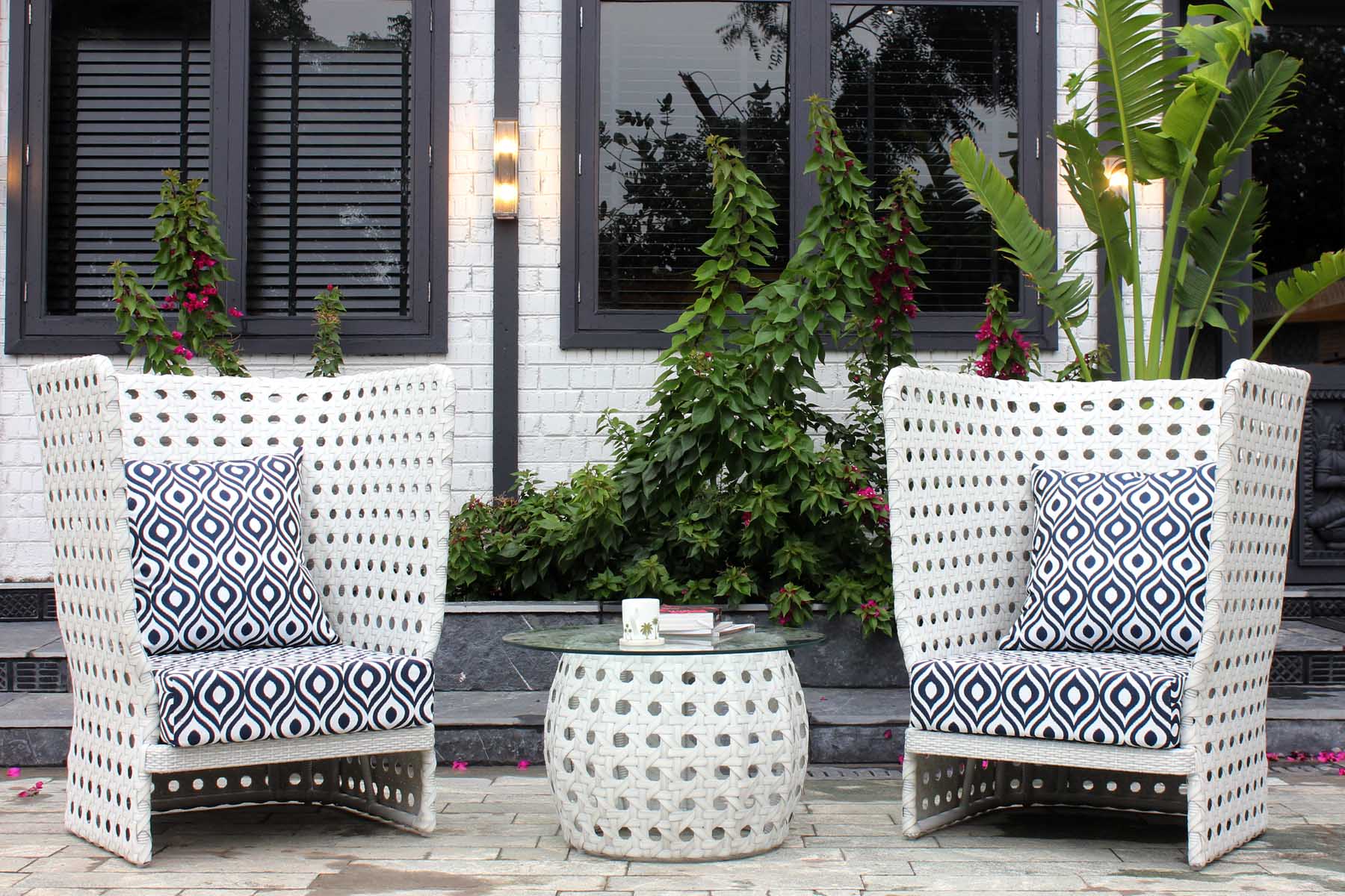 Amogh Outdoor Patio Seating Set 2 Chairs and 1 Table Set (White)