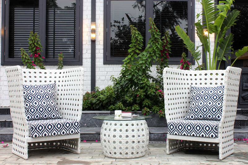 Amogh Outdoor Patio Seating Set 2 Chairs and 1 Table Set (White)