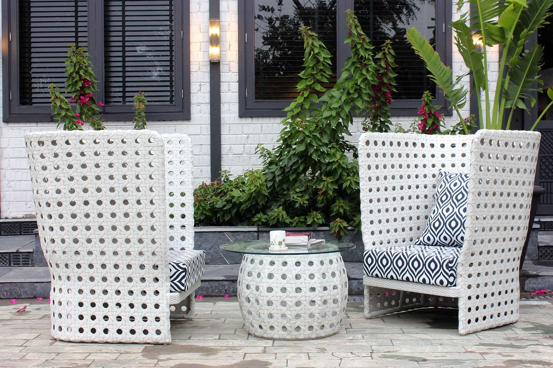 Amogh Outdoor Patio Seating Set 2 Chairs and 1 Table Set (White)