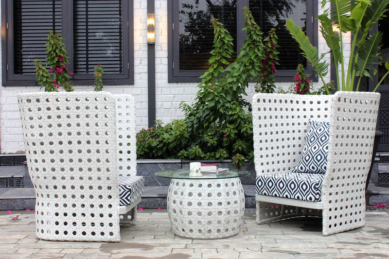 Amogh Outdoor Patio Seating Set 2 Chairs and 1 Table Set (White)