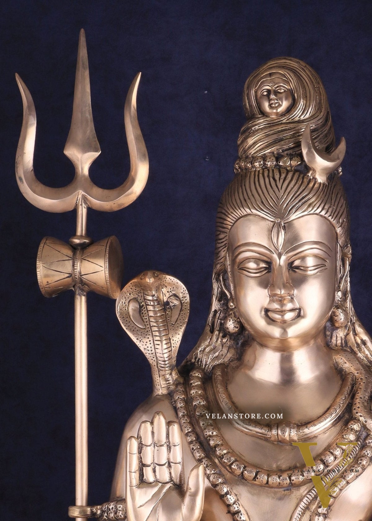 Magnificent Brass Lord Shiva Statue in Dhayana Aashirwaad Mudra, 35 Inches