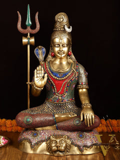 Magnificent Superfine Brass Lord Shiva Statue | 35" tall