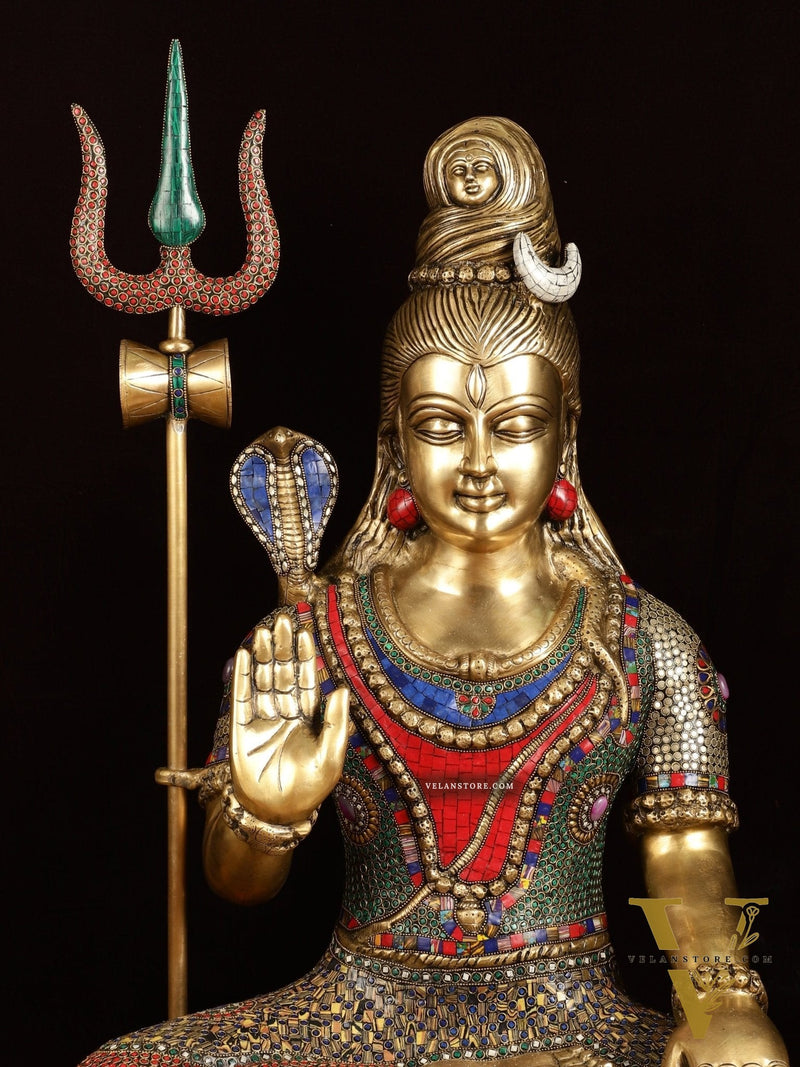 Magnificent Superfine Brass Lord Shiva Statue | 35" tall
