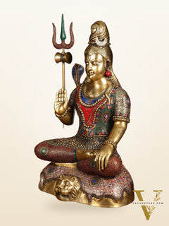 Magnificent Superfine Brass Lord Shiva Statue | 35" tall