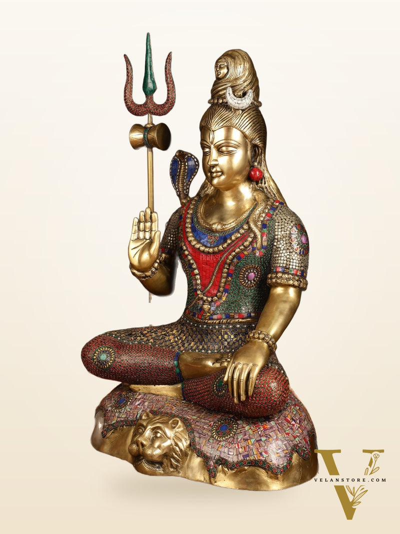 Magnificent Superfine Brass Lord Shiva Statue | 35" tall