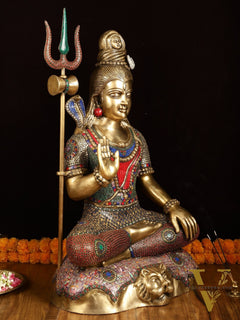 Magnificent Superfine Brass Lord Shiva Statue | 35" tall