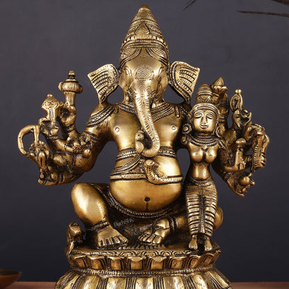 Maha Ganapati uchista Shakti Ganesha Brass Statue 9"