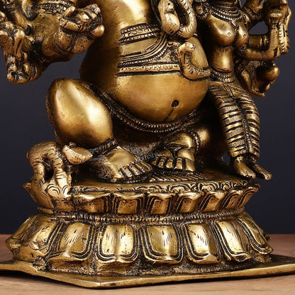 Maha Ganapati uchista Shakti Ganesha Brass Statue 9"