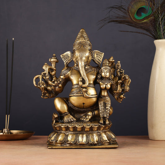 Maha Ganapati uchista Shakti Ganesha Brass Statue 9"