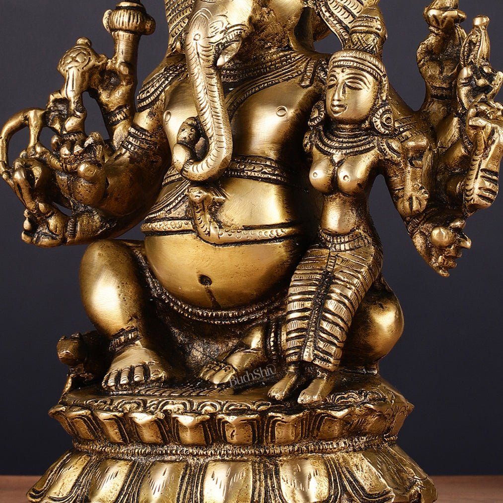 Maha Ganapati uchista Shakti Ganesha Brass Statue 9"