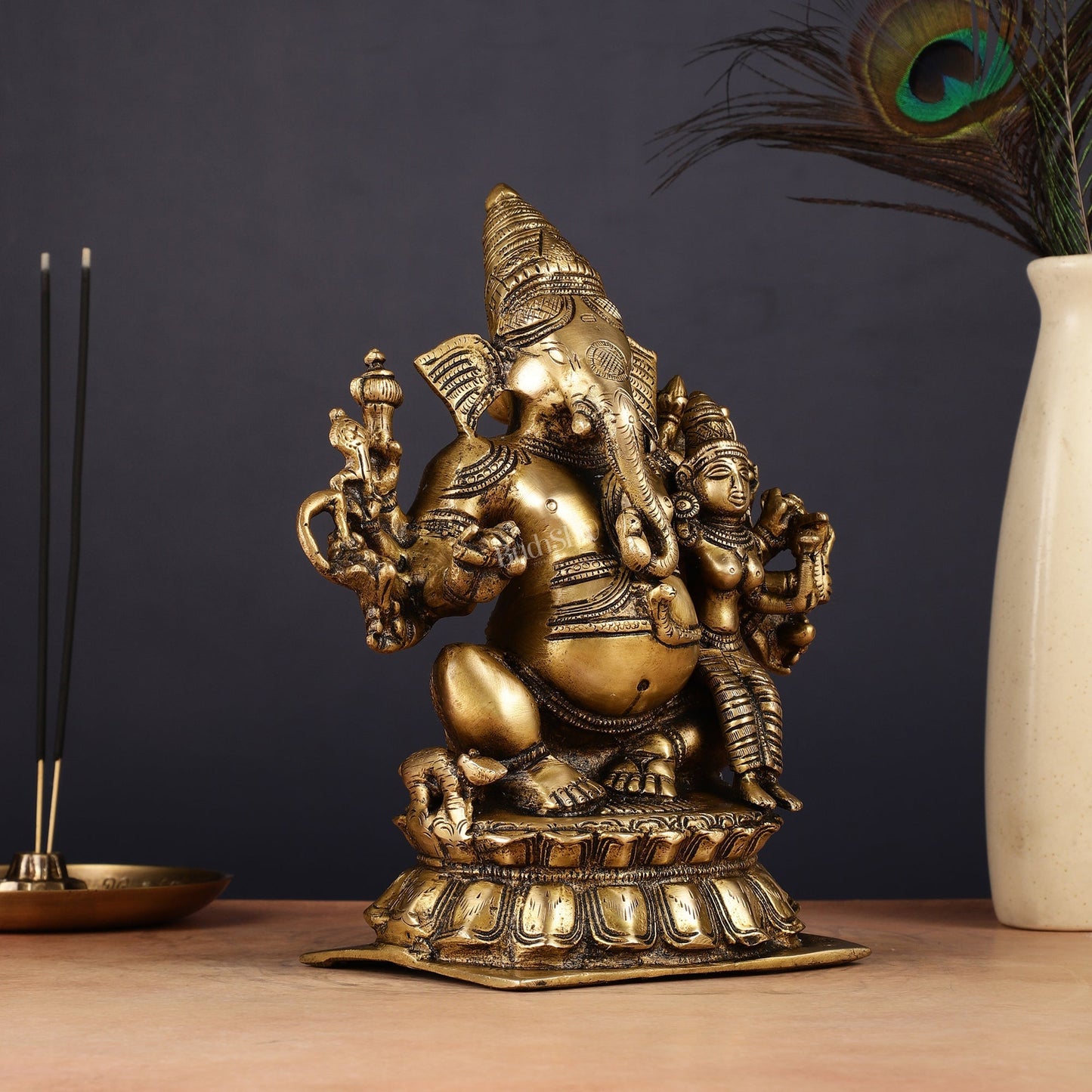 Maha Ganapati uchista Shakti Ganesha Brass Statue 9"
