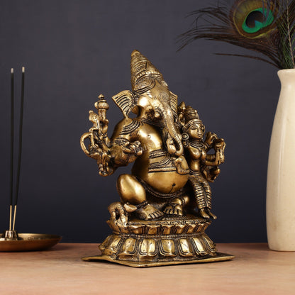 Maha Ganapati uchista Shakti Ganesha Brass Statue 9"